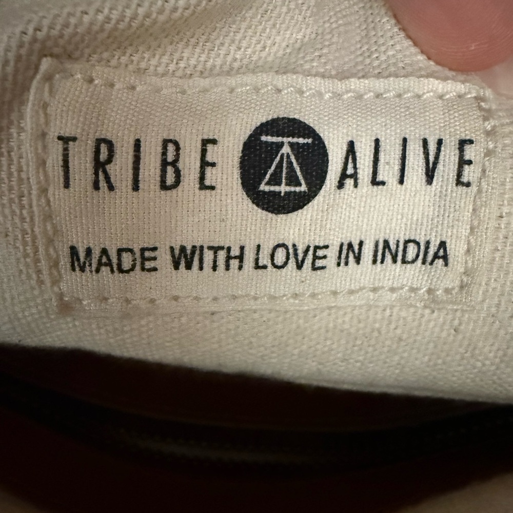 Rachel Zoe × Tribe Alive Geometric Woven Tote Bag Black White Tan Leather Straps - Picture 7 of 16